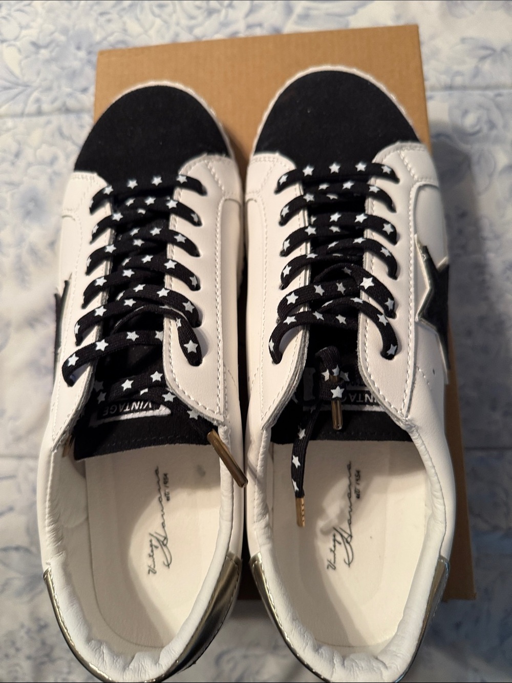 Vintage Havana White and Black Star Sneakers